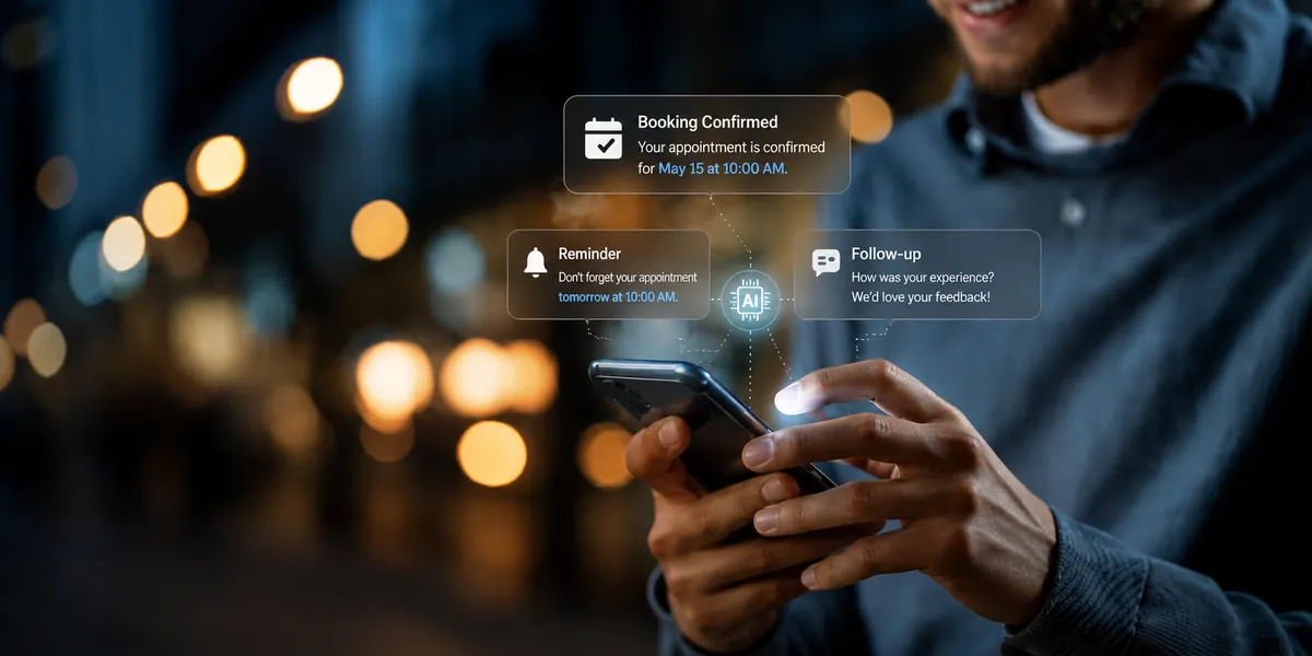 Booking confirmation and reminder messages on a phone