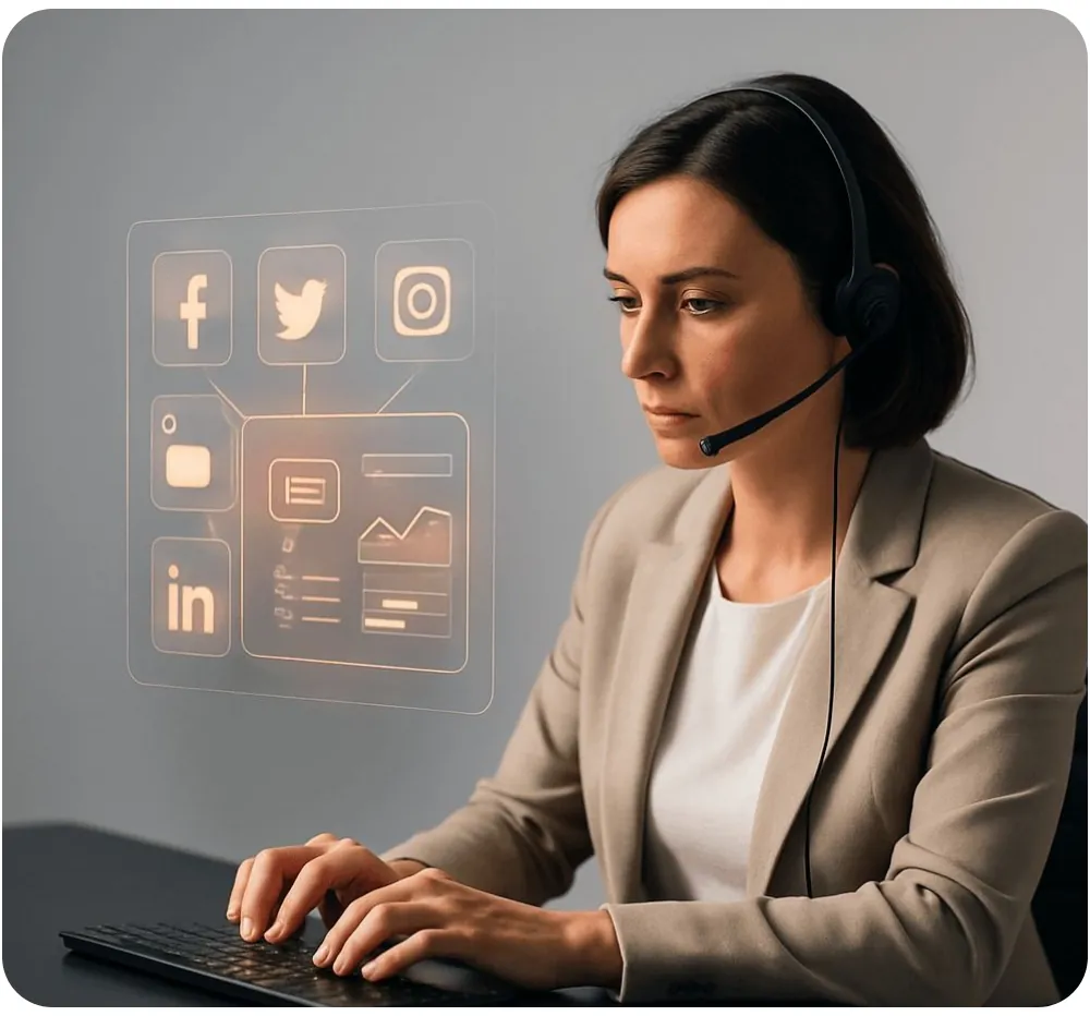 A customer service agent taking over a conversation across social channels