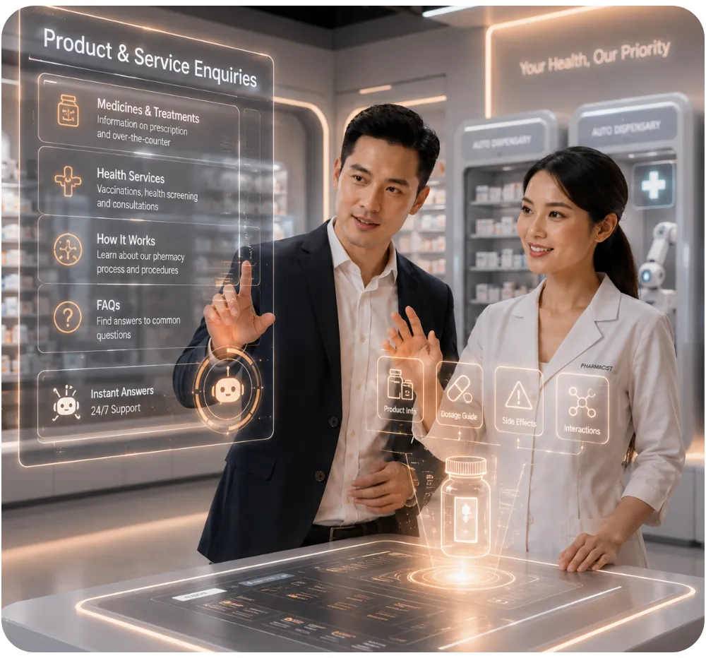 Customers browsing product and service information on an interactive display