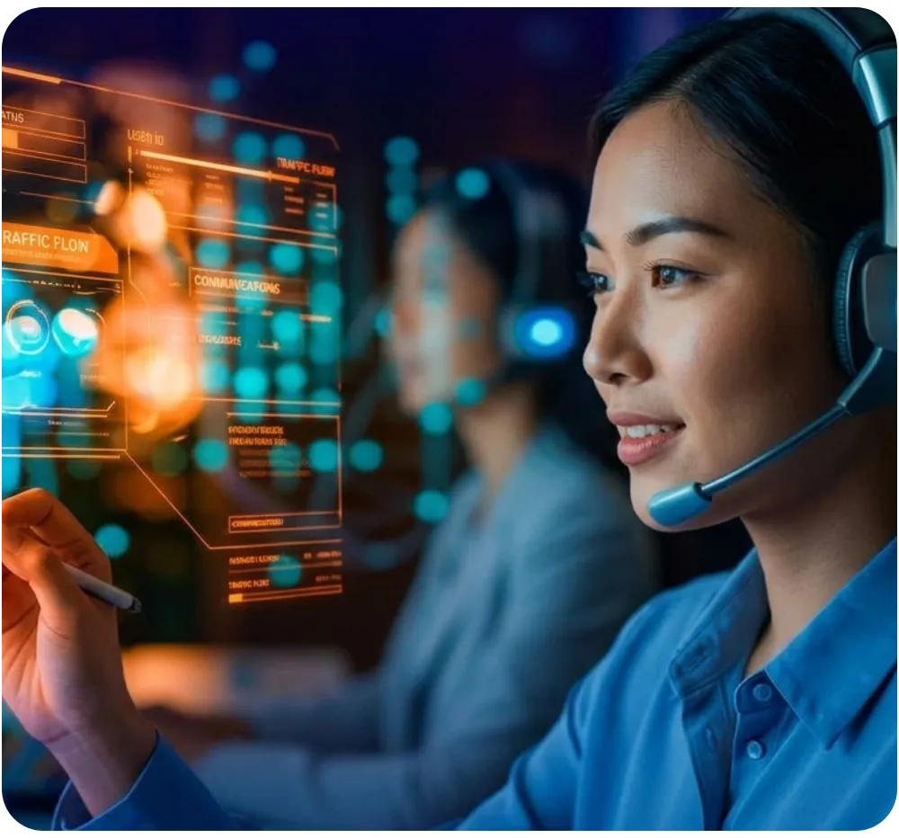 A support agent working alongside automated workflows